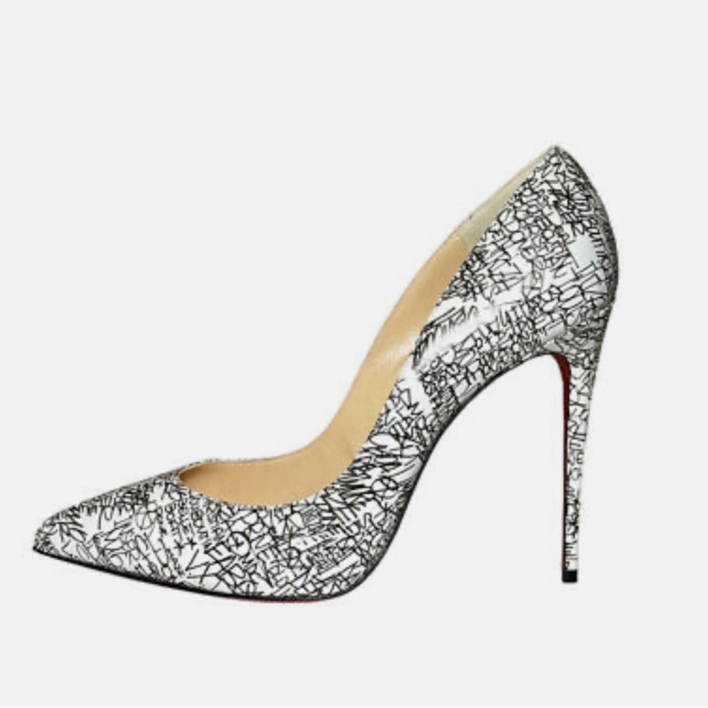 Christian Louboutin NIB Pigalle Follies 100 Caligraf Stiletto Pumps Size 38.5